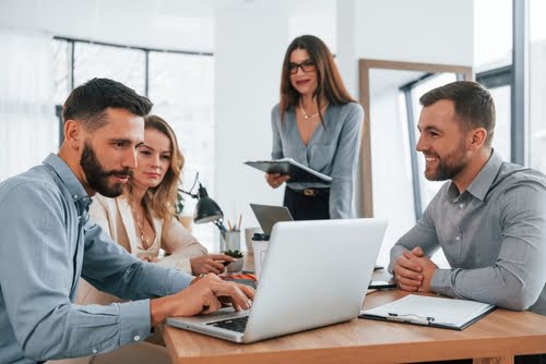 group of business people that working on the project in the office
